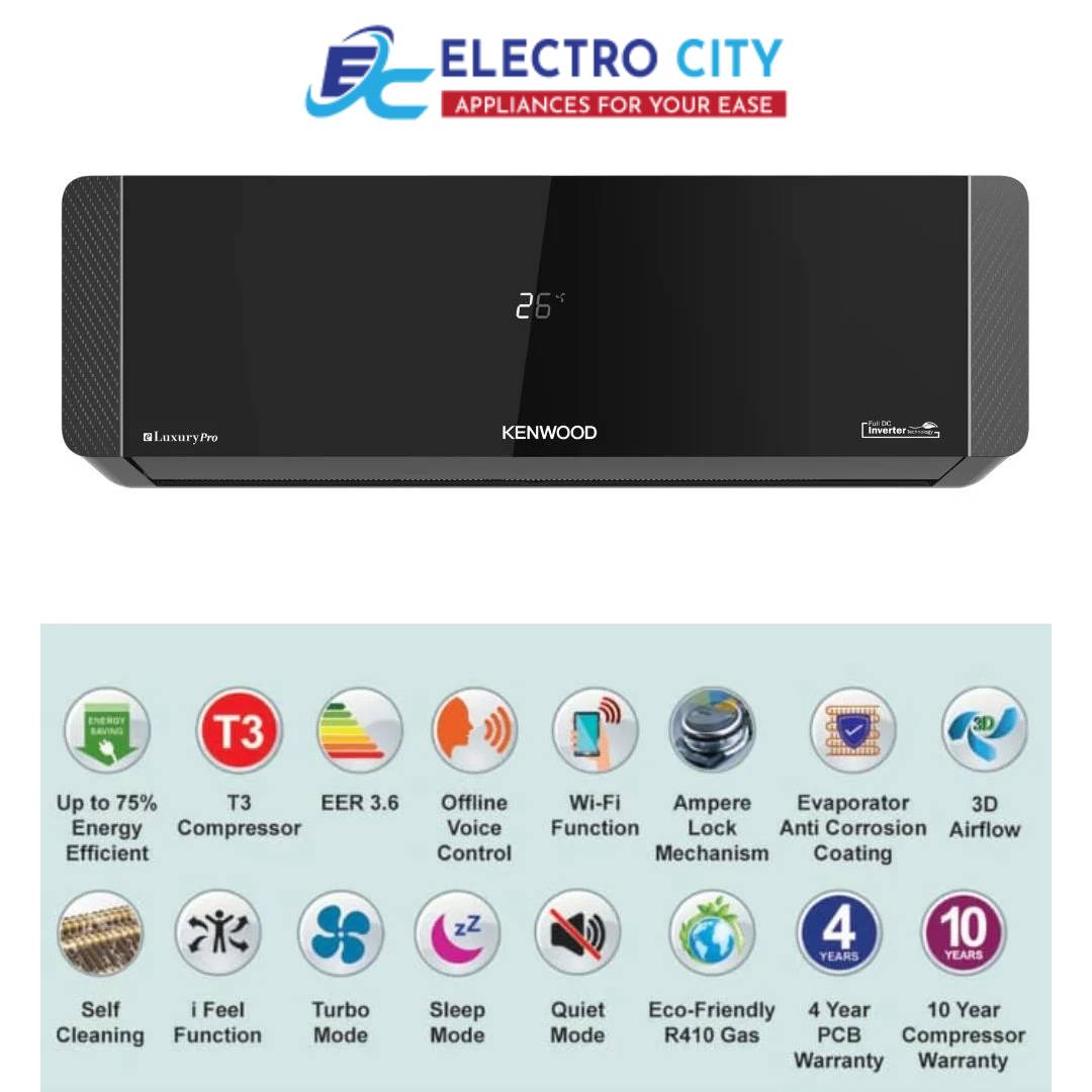 Kenwood KEL-1870S E-Luxury Pro 1.5 Ton T3 Wi-Fi Inverter AC