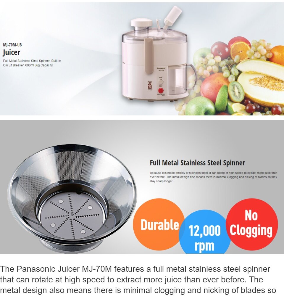 Panasonic Juicer MJ70M (White)